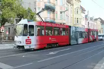 Hier eine Strassenbahn der Linie 2 am 12.6.13 in Cottbus