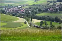 . Kurz vor F�tzen - Die Kehre ist durchfahren und der Sonderzug wird gleich das Einfahrtsignal des Bahnhofes von F�tzen passieren. 15.06.2013 (Matthias)