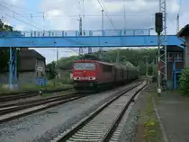 155 266 mit einem Gz aus Mukran,am 21.Juni 2013,bei der Durchfahrt durch Bergen/R�gen.