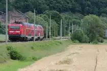 Nachschu� auf die RB 16224 die am 24.06.2013 auf dem Weg nach Gro�heringen ist, hier ist Sie am B� zwischen Uhlst�dt und Rudolstadt, Schublok ist 143 178-2.