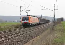 Locon 501 alias 189 820-4 mit H-Wagenzug in Fahrtrichtung Norden. Aufgenommen zwischen Ludwigsau-Friedlos und Mecklar am 21.04.2013.