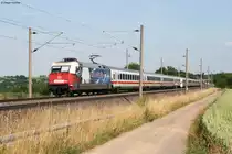 101 070  Adler Mannheim  mit dem IC 2364 Stuttgart-Offenburg bei Pulverdingen. Diese Leistung f�hrt normalerweise Steuerwagen voraus. Das Bild wurde nur m�glich, weil der Zug gedreht war. Aufgenommen am 02.07.2013.