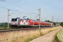 146 227 mit dem IRE 4910 (Stuttgart-Karlsruhe) bei Pulverdingen. Aufgenommen am 02.07.2013.