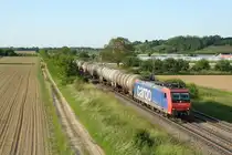 482 014-8 mit einem Kesselzug am Abend des 06.06.13 n�rdlich vom M�llheimer (M�llheim/Baden) Stadtteil H�gelheim.