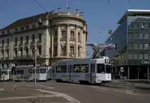 Clariantzug mit dem Be 4/4 493 f�hrt zur Haltestellt Bankverein. Die Aufnahme stammt vom 08.07.2013.