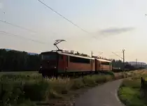 155 060 und 155 261 zusehen am 09.07.13 in Remsch�tz beim Sonnenuntergang.