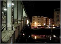 Eine Nacht am Berliner Bahnhof  Friedrichstrae : S-Bahnbrcke ber der Spree. 9.7.2013