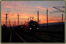 Abendrot �ber den Bahnhof P�chlarn am 21.9.2006