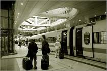 Unter dem Oval - 

Alltag im Fernbahnhof des Frankfurter Flughafen. Architektonisch besonders reizvoll ist die ovale Deckenöffnung des Bahnsteiges. 

01.05.2006 (M)