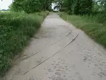 In der N�he von Saalkow(zwischen Altef�hr und Gustow) liegt dieses ehmalige Gleisrest,vermutlich ist es der Rest einer Feldbahn die bis an die ehmalige Schmalspurbahn Altef�hr-Putbus f�hrte.Aufgenommen am 14.Juli 2013.
