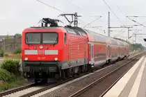 112 157 mit RE 7 nach M�nster Hbf. bei der Durchfahrt in Neuss-Allerheiligen 13.7.2013