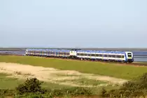 NOB81722 mit MAK und der etwas gew�hnungs bed�rftigen Verst�rkereinheit und der MAK in der Mitte. Hier auf dem Hindenburgdamm zwischen Nieb�ll und Westerland auf der Insel Sylt am 09/07/13.