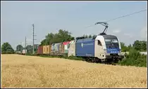 Auf der Suche nach einer neuen Fotostelle wurde ich am 15. Juli 2013 auf der Pottendorfer Linie zwischen Ebreichsdorf und Wampersdorf -wenn auch nicht ganz zufrieden- f�ndig.
Zu sehen sind hier ES64U2 023 und GySEV/ROeEE 470 505 mit dem allseits bekannten TEC 43623 (Bratislava - Spielfeld).