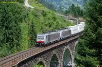 BR 186 + BR 186 RTC / Lokomotion mit Ekol Klv am 13.07.2013 auf dem Hundsdorfer Viadukt bei Bad Hofgastein. 