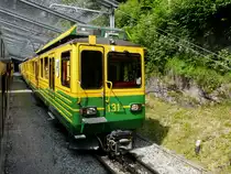 WAB - Zugskreuzung unterwegs zwischen Lauterbrunnen und Wengen am 13.07.2013