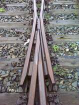 Weichenherzst�ck, aufgenommen am 26.09.2005 im Bahnhof Oberhof.