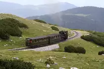 N�SBB 999.05 am 14.Juli 2013 kurz vor der Bergstation Hochschneeberg.

