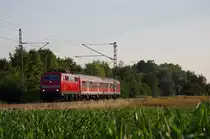 111 225 mit einer RB nach Kronach und 2 n-Wagen am 16.07.2013 bei Johannisthal. 