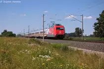 101 081-8  Cewe-Fotobuch  mit dem IC 2901 f�r ICE 1507 von Hamburg-Altona nach Leipzig Hbf in Vietznitz. 20.07.2013