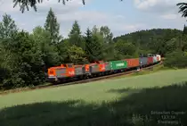 203 012 und 014 der HVLE am 13.7.13 kurz nach Etzelwang nach N�rnberg (Umleitung wegen Baustelle in Sachsen)