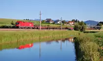 1116 147 ist am 21.07.2013 mit einem Schienenzug
in Wartberg an der Krems durchgefahren.
