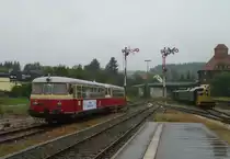 Am 09.08.13 gab es bei der Schw�bischen Alb Bahn einen Fahrtag. Hier der MAN Triebwagen VS 14 mit VT 8 bei der Ausfahrt in M�nsingen.