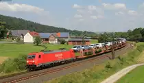 185 246-6 mit einem Autozug bei bei Hermannspiegel 9.7.13