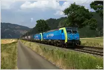An einem hei�en Augusttag, fahren die beiden PKP Cargo Loks 189 842 & 189 153 mit dem Containerzug 48089 von Breclav  nach Villach. 
St.Lorenzen 6.8.2013