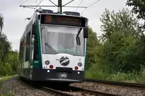 Siemens Combino 413 Lichterfelde nach Potsdam Viereckremise. Aufgenommen am 18.08.2013