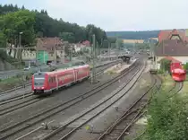 Zum vorerst letzten Mal verl�sst ein VT 612 den Bahnhof Kronach: 612 158  Stadt Hof  am 15. August 2013 als RE 4991 nach Lichtenfels in Kronach.
