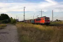 155 112-6 DB Schenker Rail Deutschland AG mit einem G�terzug in Satzkorn und fuhr in Richtung Golm weiter. 23.08.2013