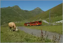 Unterwegs zum Jungfraujoch: JB Pendelzug zwischen der Kleinen Scheidegg und Eigergletscher. 21. August 2013 