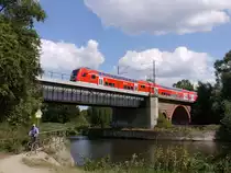 RE 21489/21449 Kiel/Puttgarden - Hamburg auf der Br�cke �ber den Elbe-L�beck-Kanal (ELK) bei L�beck-Moisling, 25.08.2013