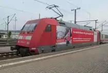 101 118-8  DB Kuriergep�ck  steht am 23. August 2013 als Schlusslok von IC 2207 im Bahnhof Saalfeld.