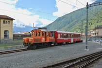 Ge 2/2 161 und WS 3921 abgestellt in Tirano, 26.08.2013.