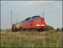 Br 232 362-4 mit ein paar Wagen von der D�ngemittelfabrik aus Poppendorf zum Seehafen Rostock. Aufgenommen am 20.9.06 in Bentwisch