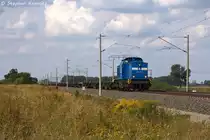 204 016-0 PRESS (204 314-9) mit einem Sgnss Ganzzug in Vietznitz und fuhr in Richtung Nauen weiter. Netten Gru� an den Tf! 29.08.2013