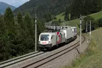 Die �BB 1116 264 werbend f�r den Radiosender  �3  bespannt am 31.08.13 eine RoLa von W�rgl zum Brenner. Geschoben wurde der Zug von der 1116 138  Heeressport .