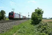 482 013-0 und 482 023-9 mit einem gemischten KLV-Zug gen Norden am Nachmittag des 04.08.13 s�dlich von Buggingen.