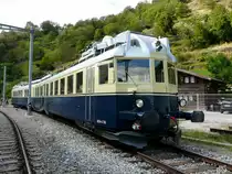 BLS - 100 Jahr Feier S�drampenfest / Ausstellungsst�ck Triebwagen BCFe 4/6 736 im Bahnhof Ausserberg am 07.09.2013