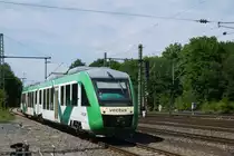 Noch fahren sie, die auff�lligen LINT der Vectus. Hier VT 258 (95 80 0 648 158-3 D-VCT) bei der Einfahrt in Au/Sieg am 6.8.13.