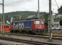SBB: Erstmals seit der Ausrangierung wurde wieder einmal eine Ae 6/6 �ber das Wochenende in Solothurn-HB abgestellt. Die Ae 610 496-2 wurde am 8. September 2013 ab dem Perron von Gleis 5 fotografiert.
Foto: Walter Ruetsch