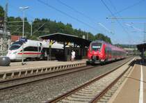 442 275-4 / 442 775-3 und 411 026  Leipzig  stehen am 05. September 2013 im Bahnhof Kronach.