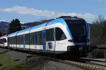 Auch die GKB hat einen ihrer Stadler-GTw (5063.008) mit den Farben der S-Bahn Steiermark ausgestattet. Hier bei Frauental-Bad Gams auf der S 6 (Graz - Wies-Eibisfeld) zusammen mit Nr. 010, der die �blichen GKB_Farben tr�gt.