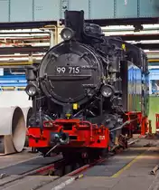 Die 99 715 der Pre�nitztalbahn (ex DR 99 1715-4) eine S�chsische VI K (Baureihe 99.67–71) steht am 24.08.2013 im Dampflokwerk Meiningen. 

Die Aufnahme entstand auf einer offiziellen F�hrung.