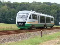 Vogtlandbahn auf Erzgebirgsbahngleisen. VT26 als Sonderzug von Plauen nach Schwarzenberg zum Tag der Sachsen am 08.09.2013 durch Wei�bach.
