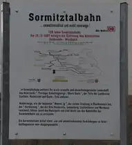 Hinweistafel auf die Sormitztalbahn im  Spitzkehrenbahnhof  Wurzbach/Th�ringen.