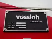Vossloh Fahrzeug Schild am 08.09.13 in Frankfurt am Main 