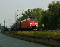 185 034-6 in Leubsdorf mit einem G�terzug nach Norden fahrend. Sonntag 8.9.2013