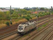 Raildox ES 64 U2-100 (91 80 6182 600-7 D-HUPAC) am 08.09.2013 abgestellt in Erfurt Ost.